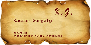 Kacsar Gergely névjegykártya